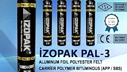 İzopak PAL-3 Alumınum Foıl Polyester Felt Carrier Polymer Bıtumınous (App / Sbs)