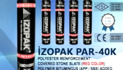 İzopak PAR-40K Polyester Reinforcement Covered Stone Slate (Red Color)