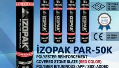 İzopak PAR-50K Polyester Reinforcement Covered Stone Slate (Red Color)