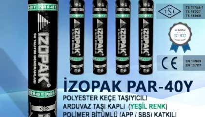 İzopak PAR-40Y Polyester Keçe Taşıyıcılı Arduvaz Taşı Kaplı (Yeşil) Polimer Bitümlü