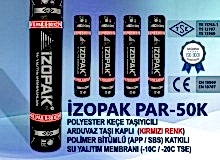 İzopak PAR-50K Polyester Keçe Taşıyıcılı Arduvaz Taşı Kaplı  (Kırmızı Renk) Polimer Bitümlü (App / Sbs) Katkılı Su Yalıtım Membranı (-10c / -20c Tse)