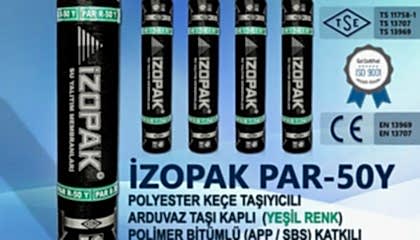 İzopak PAR-50Y Polyester Keçe Taşıyıcılı Arduvaz Taşı Kaplı (Yeşil) Polimer Bitümlü